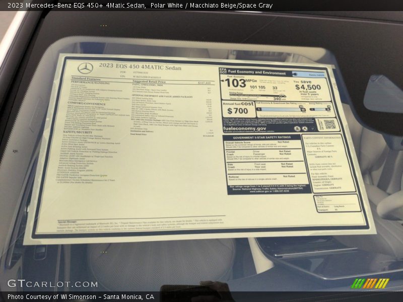  2023 EQS 450+ 4Matic Sedan Window Sticker