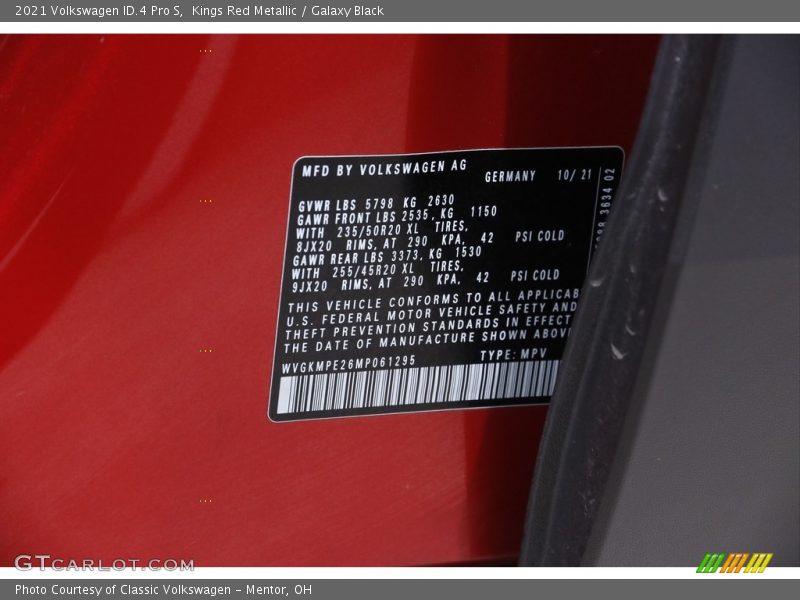 Kings Red Metallic / Galaxy Black 2021 Volkswagen ID.4 Pro S