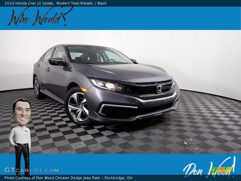 Modern Steel Metallic / Black 2019 Honda Civic LX Sedan