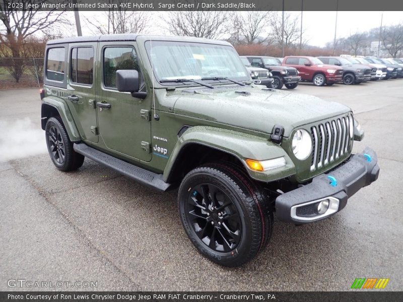 Front 3/4 View of 2023 Wrangler Unlimited Sahara 4XE Hybrid