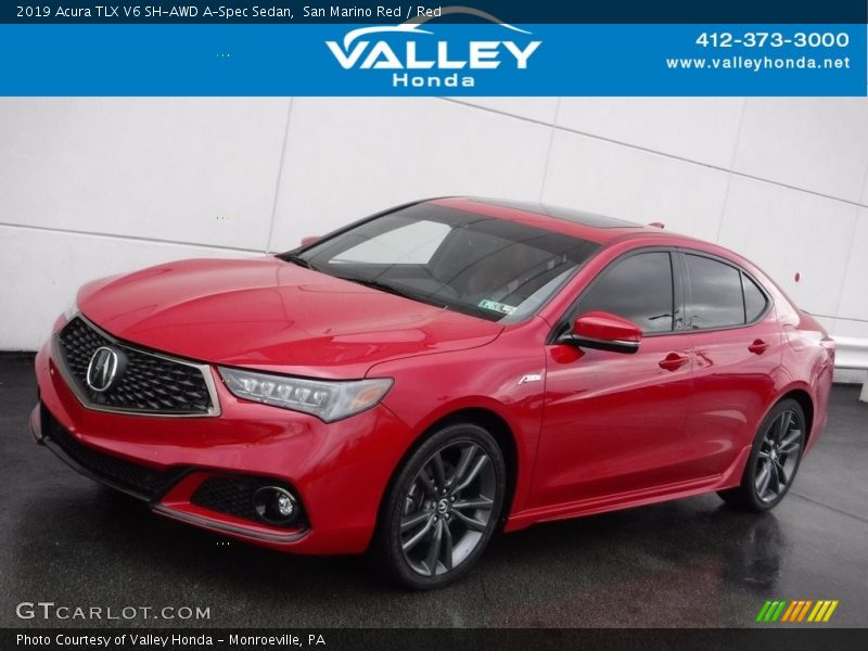 San Marino Red / Red 2019 Acura TLX V6 SH-AWD A-Spec Sedan