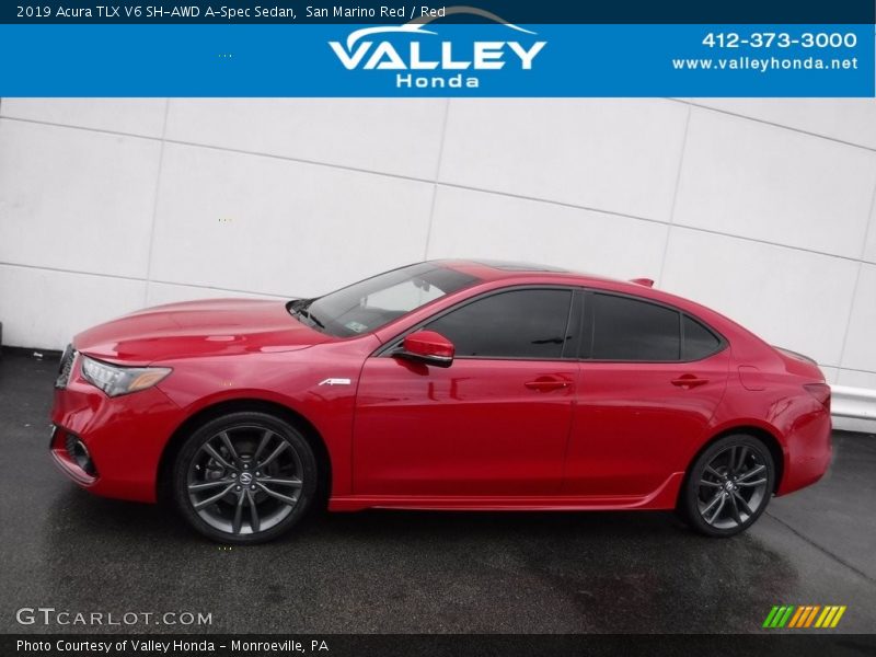 San Marino Red / Red 2019 Acura TLX V6 SH-AWD A-Spec Sedan