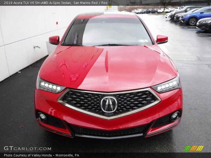 San Marino Red / Red 2019 Acura TLX V6 SH-AWD A-Spec Sedan