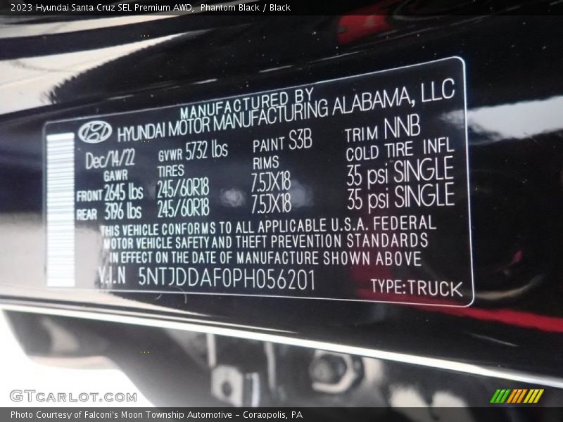 2023 Santa Cruz SEL Premium AWD Phantom Black Color Code S3B