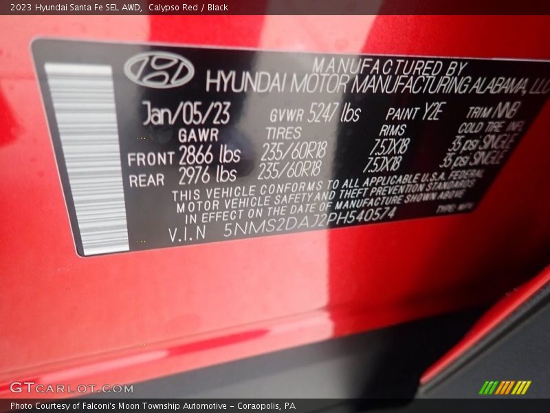 Calypso Red / Black 2023 Hyundai Santa Fe SEL AWD