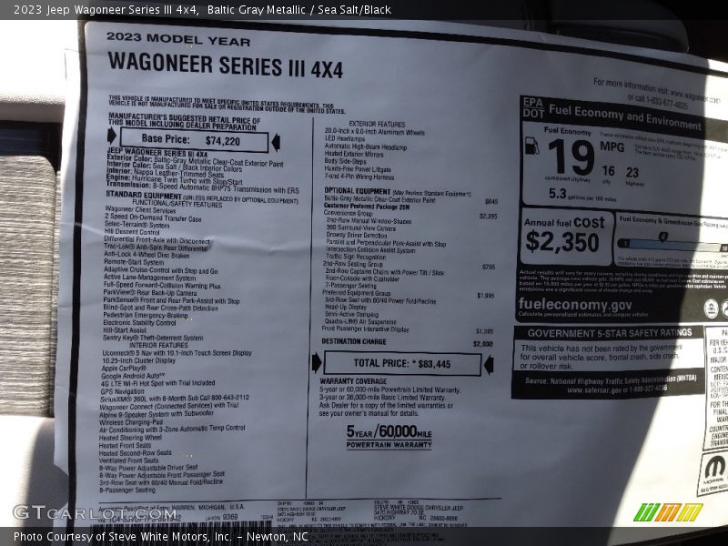  2023 Wagoneer Series III 4x4 Window Sticker