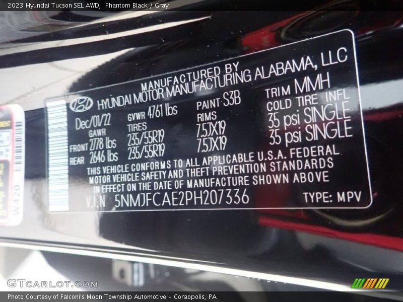 2023 Tucson SEL AWD Phantom Black Color Code S3B