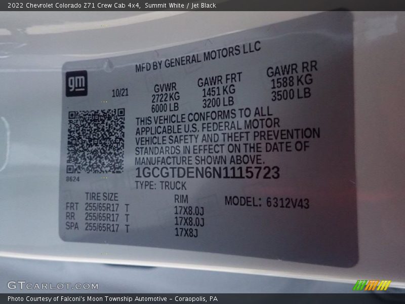 Summit White / Jet Black 2022 Chevrolet Colorado Z71 Crew Cab 4x4