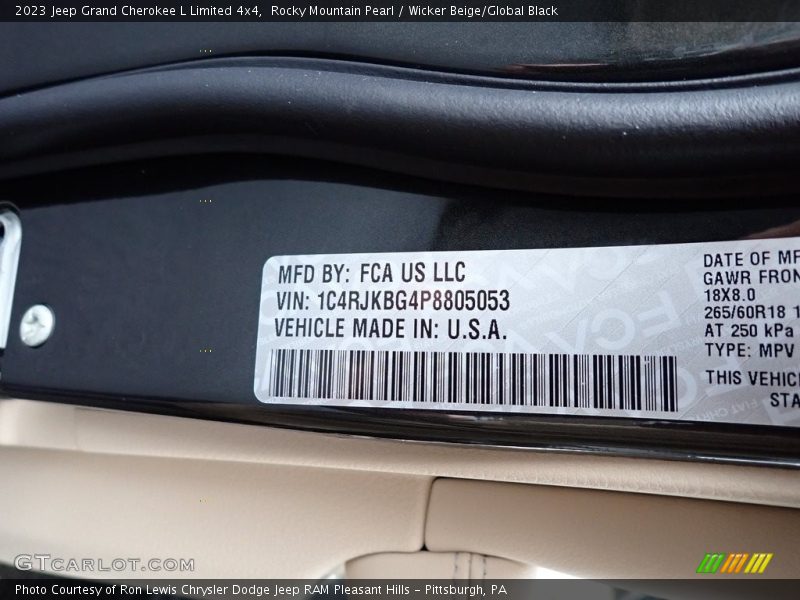 Rocky Mountain Pearl / Wicker Beige/Global Black 2023 Jeep Grand Cherokee L Limited 4x4