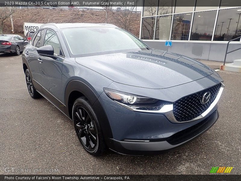 Polymetal Gray Metallic / Red 2023 Mazda CX-30 S Carbon Edition AWD