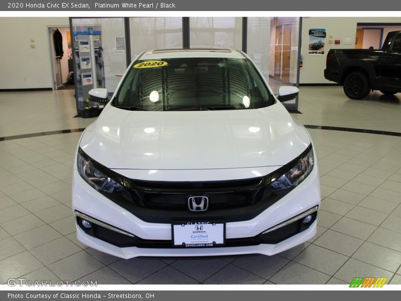 Platinum White Pearl / Black 2020 Honda Civic EX Sedan