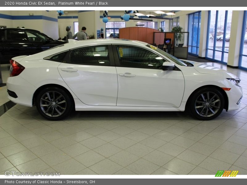 Platinum White Pearl / Black 2020 Honda Civic EX Sedan