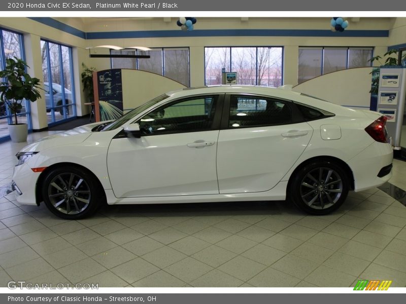 Platinum White Pearl / Black 2020 Honda Civic EX Sedan