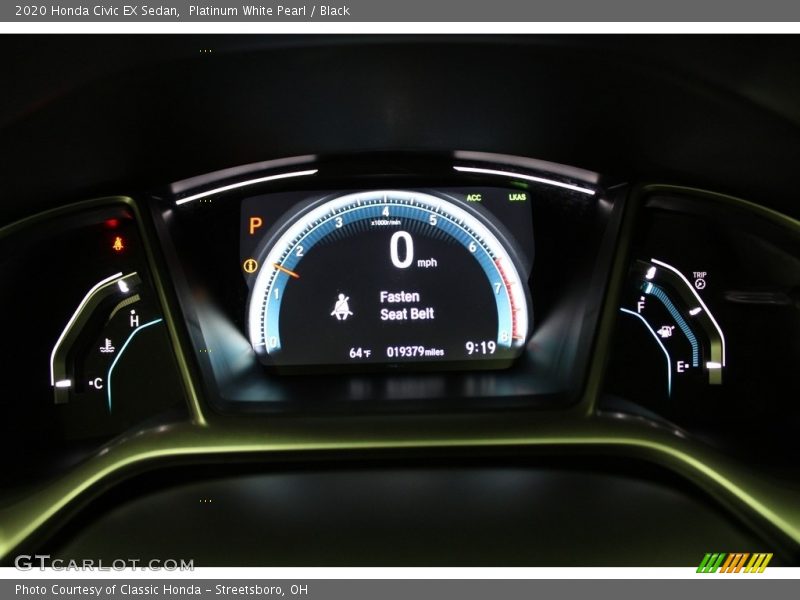 Platinum White Pearl / Black 2020 Honda Civic EX Sedan
