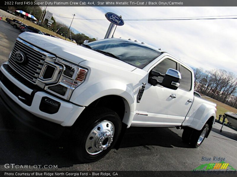 Star White Metallic Tri-Coat / Black Onyx/Carmelo 2022 Ford F450 Super Duty Platinum Crew Cab 4x4