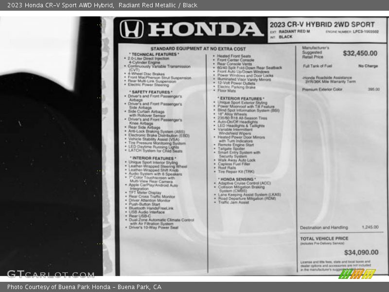  2023 CR-V Sport AWD Hybrid Window Sticker