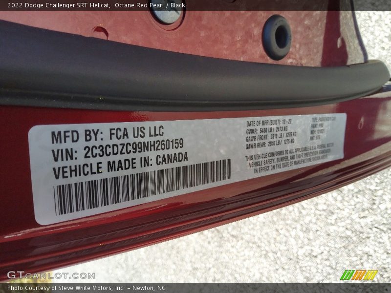 Octane Red Pearl / Black 2022 Dodge Challenger SRT Hellcat