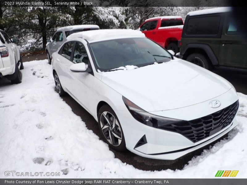 Serenity White / Black 2023 Hyundai Elantra SEL