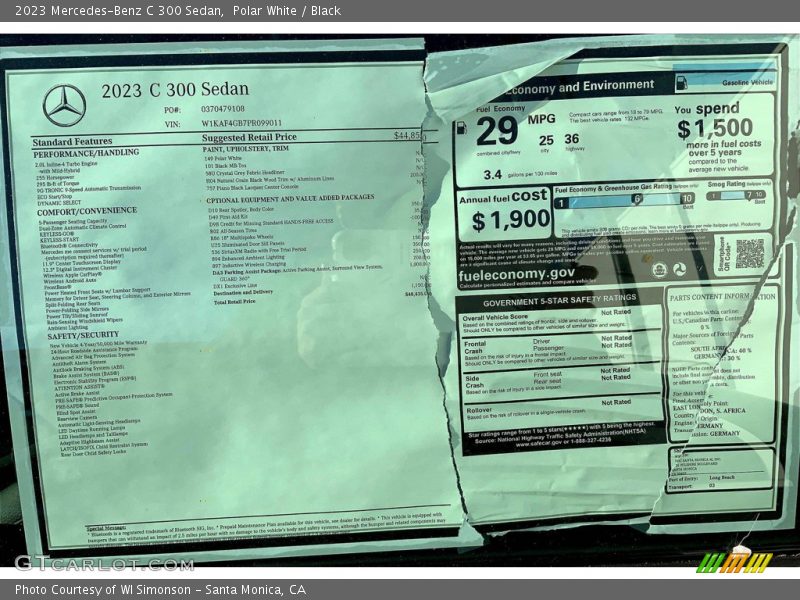 Polar White / Black 2023 Mercedes-Benz C 300 Sedan