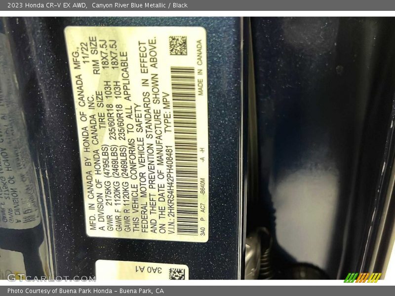 2023 CR-V EX AWD Canyon River Blue Metallic Color Code B640M