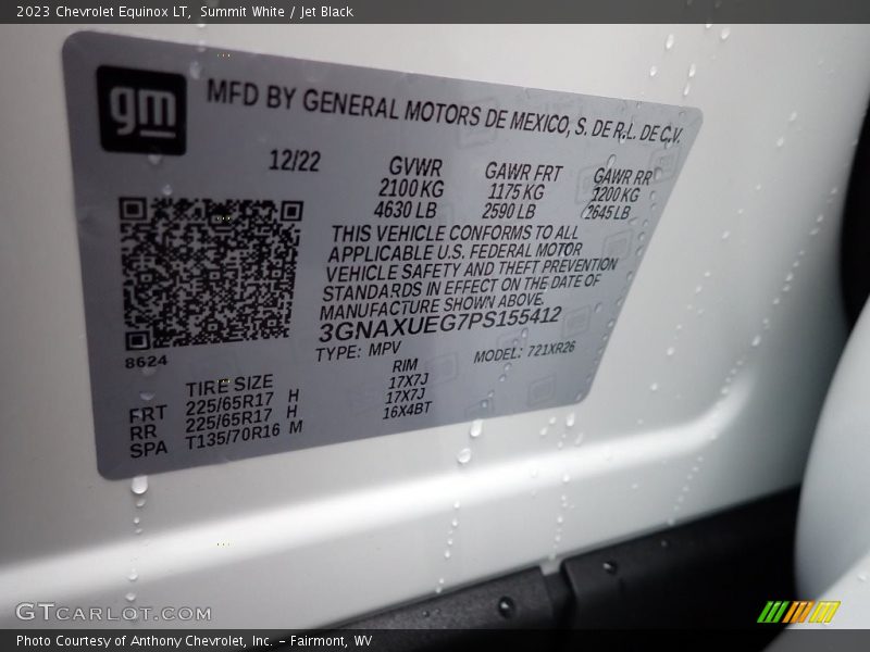 Summit White / Jet Black 2023 Chevrolet Equinox LT