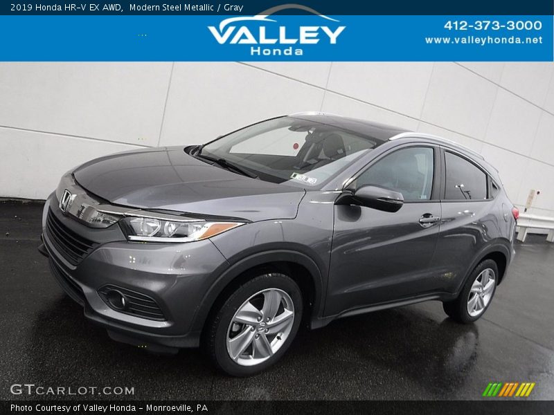 Modern Steel Metallic / Gray 2019 Honda HR-V EX AWD