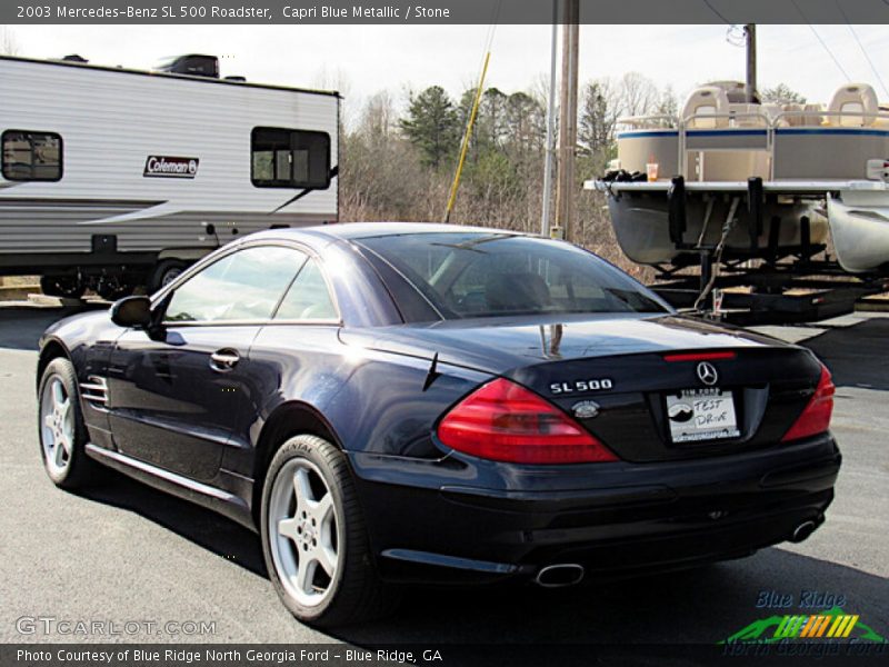 Capri Blue Metallic / Stone 2003 Mercedes-Benz SL 500 Roadster