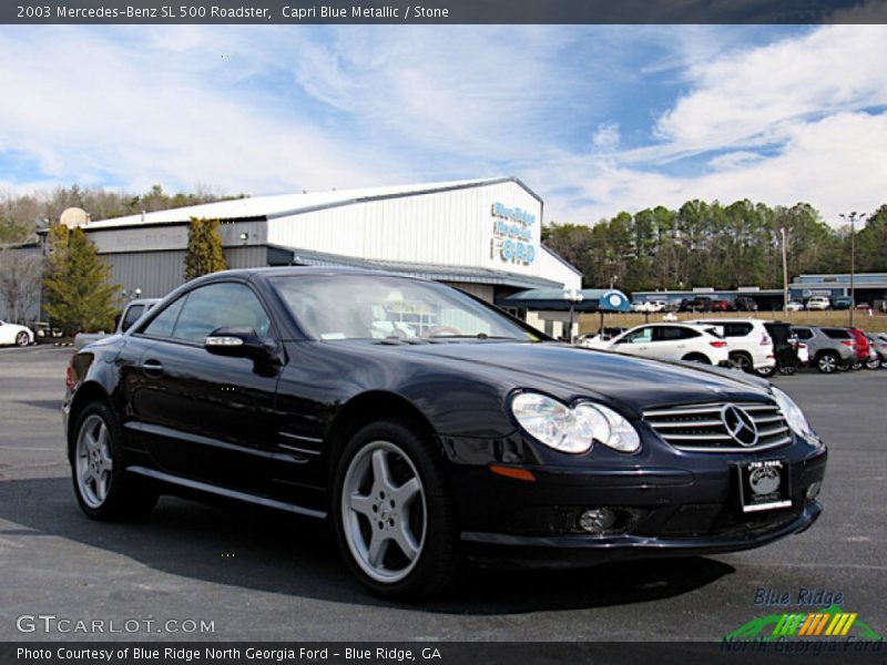 Capri Blue Metallic / Stone 2003 Mercedes-Benz SL 500 Roadster