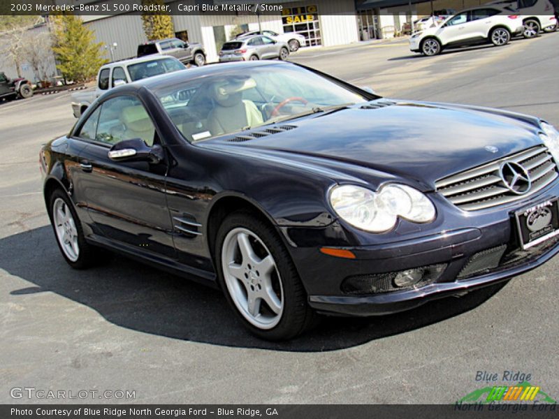 Capri Blue Metallic / Stone 2003 Mercedes-Benz SL 500 Roadster