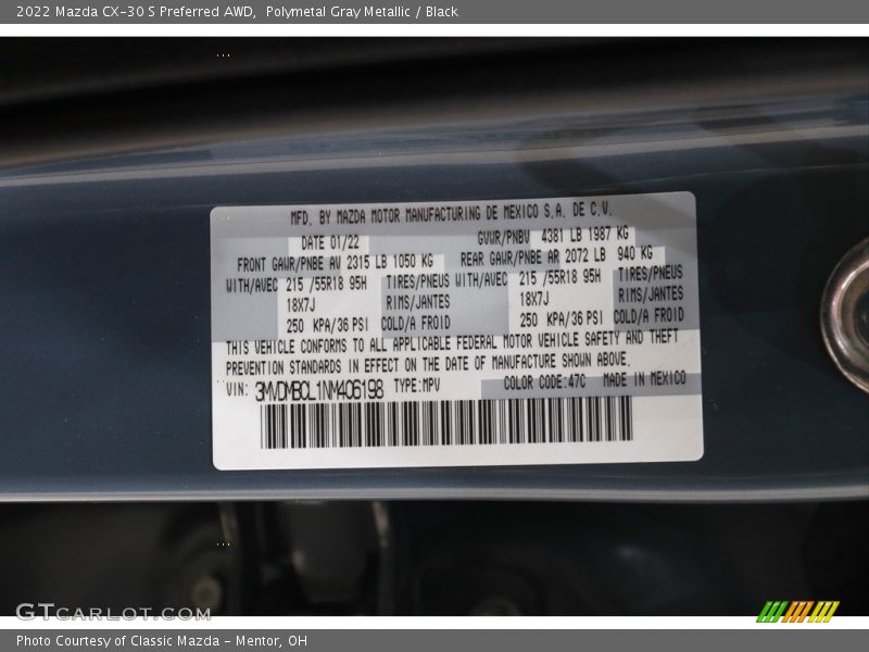 Polymetal Gray Metallic / Black 2022 Mazda CX-30 S Preferred AWD