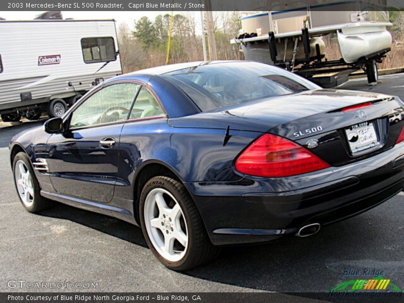 Capri Blue Metallic / Stone 2003 Mercedes-Benz SL 500 Roadster