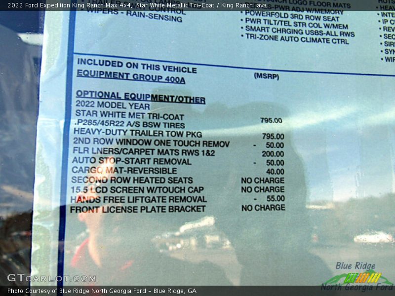  2022 Expedition King Ranch Max 4x4 Window Sticker