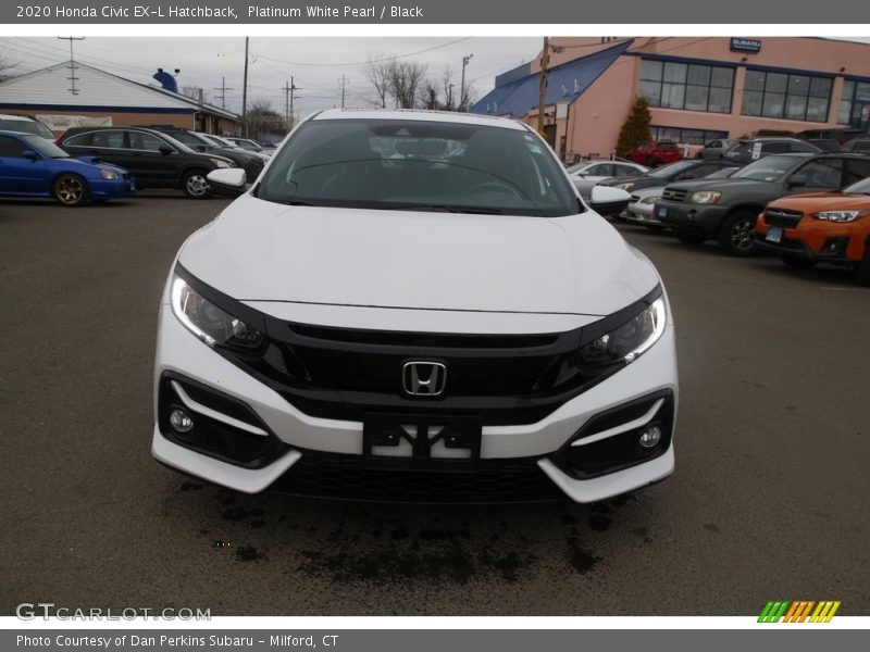 Platinum White Pearl / Black 2020 Honda Civic EX-L Hatchback