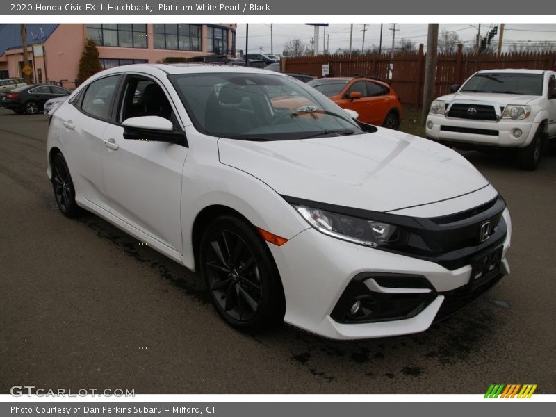 Platinum White Pearl / Black 2020 Honda Civic EX-L Hatchback