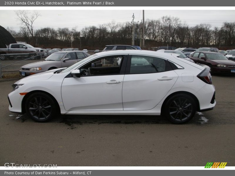Platinum White Pearl / Black 2020 Honda Civic EX-L Hatchback