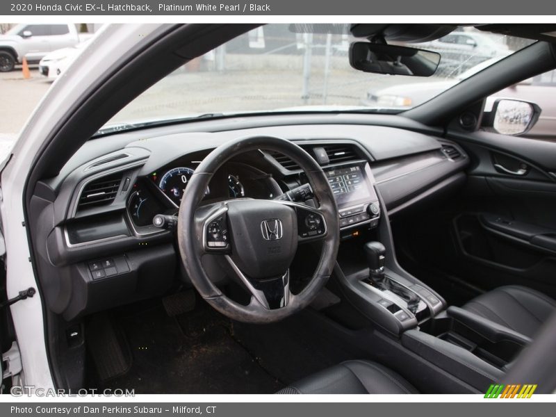 Platinum White Pearl / Black 2020 Honda Civic EX-L Hatchback