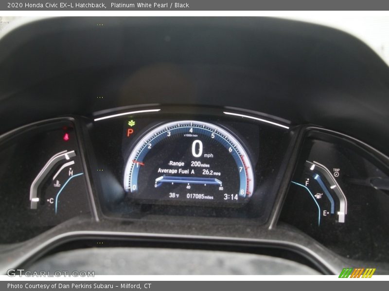 Platinum White Pearl / Black 2020 Honda Civic EX-L Hatchback