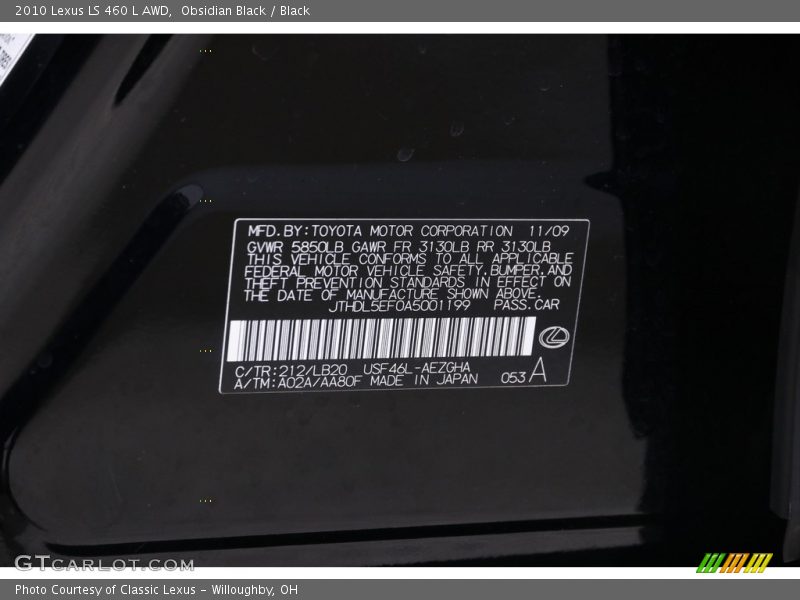 Obsidian Black / Black 2010 Lexus LS 460 L AWD