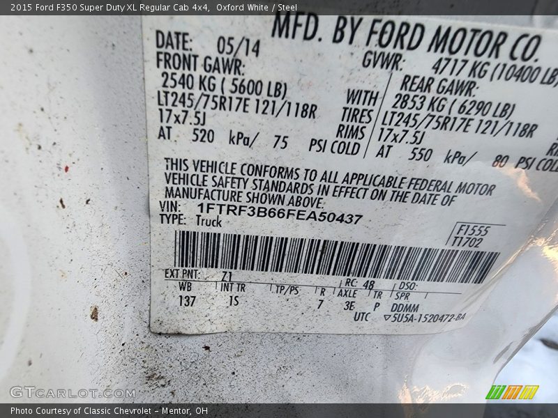 Oxford White / Steel 2015 Ford F350 Super Duty XL Regular Cab 4x4