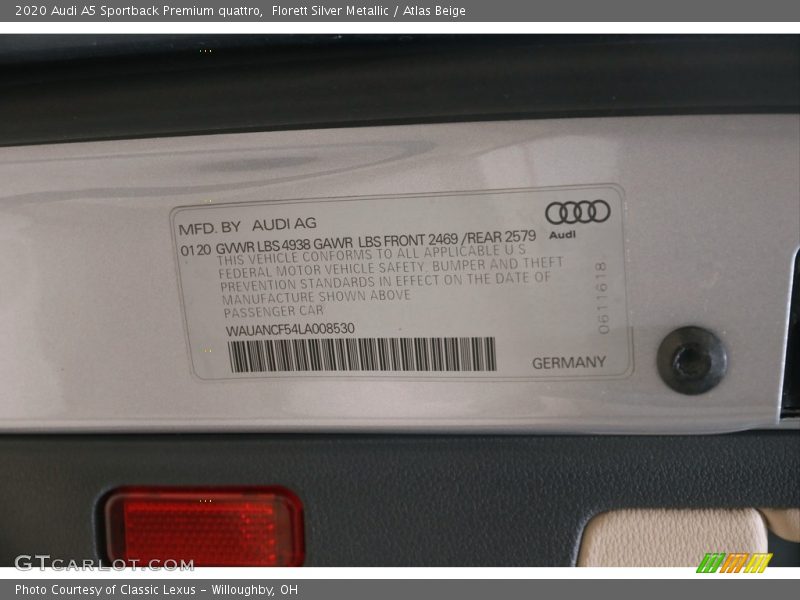 Florett Silver Metallic / Atlas Beige 2020 Audi A5 Sportback Premium quattro