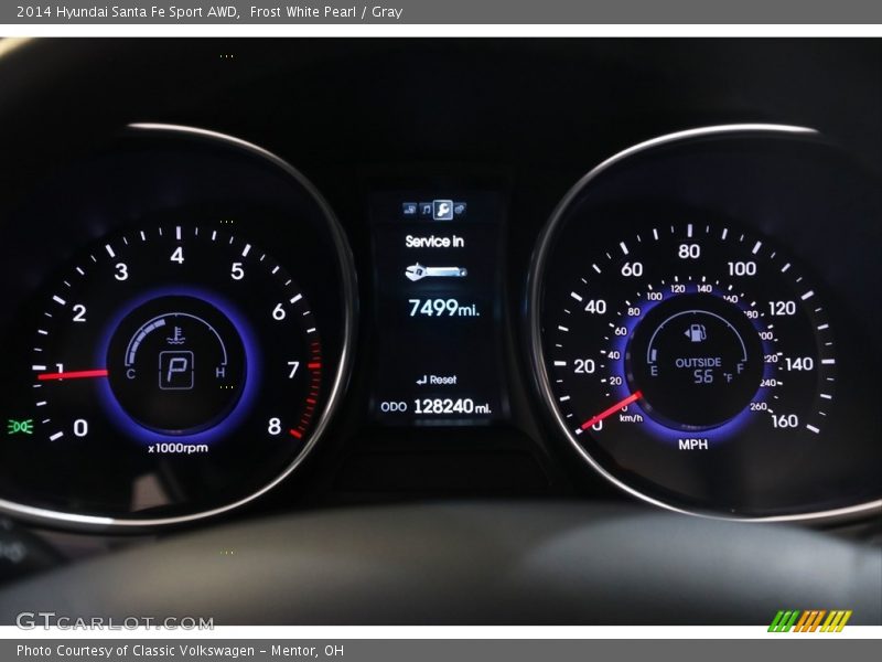 Frost White Pearl / Gray 2014 Hyundai Santa Fe Sport AWD