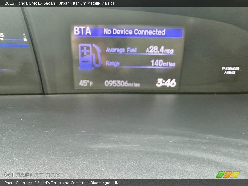 Urban Titanium Metallic / Beige 2013 Honda Civic EX Sedan