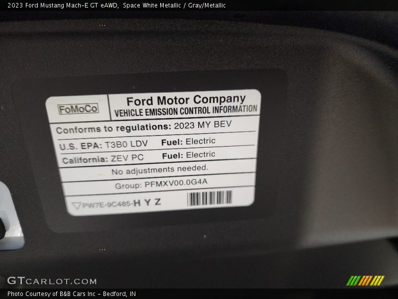 Info Tag of 2023 Mustang Mach-E GT eAWD