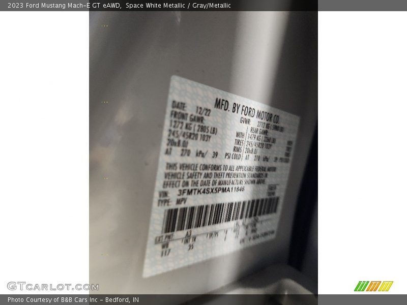 2023 Mustang Mach-E GT eAWD Space White Metallic Color Code A3