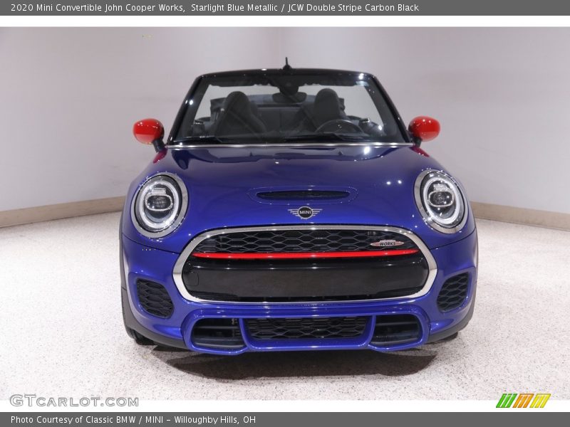 Starlight Blue Metallic / JCW Double Stripe Carbon Black 2020 Mini Convertible John Cooper Works