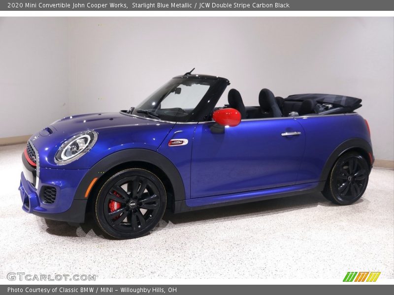 Starlight Blue Metallic / JCW Double Stripe Carbon Black 2020 Mini Convertible John Cooper Works