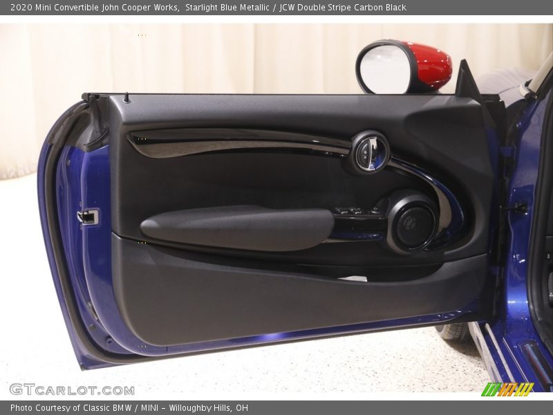 Starlight Blue Metallic / JCW Double Stripe Carbon Black 2020 Mini Convertible John Cooper Works