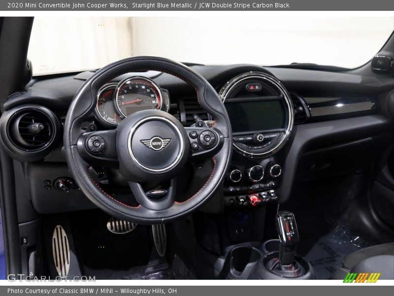 Starlight Blue Metallic / JCW Double Stripe Carbon Black 2020 Mini Convertible John Cooper Works