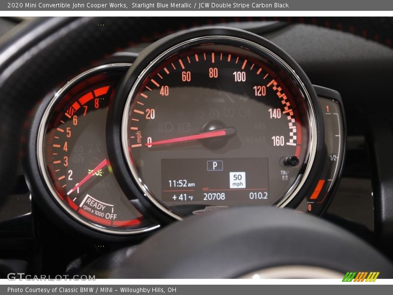 Starlight Blue Metallic / JCW Double Stripe Carbon Black 2020 Mini Convertible John Cooper Works