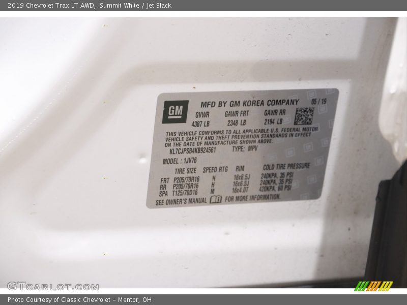 Summit White / Jet Black 2019 Chevrolet Trax LT AWD
